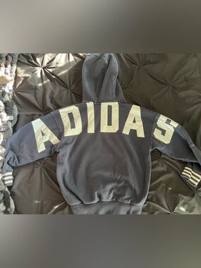 adidas x UO navy hoodie with bold back logo